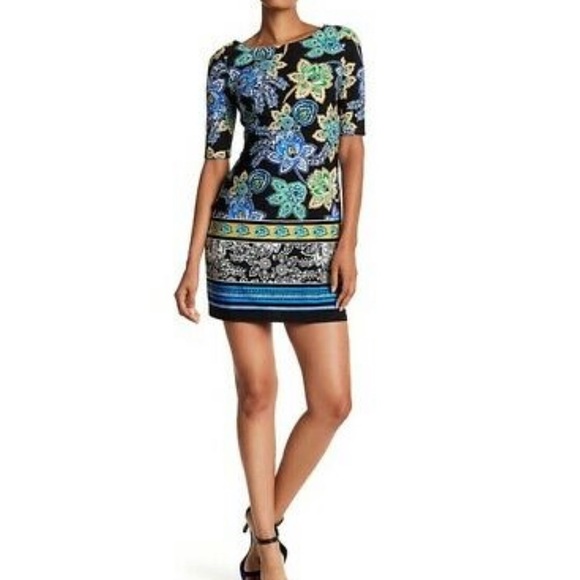 ELIZA J Floral Jersey‎ Shift Dress - Picture 2 of 10